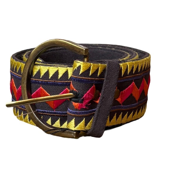 WYETH x Frida Kahlo Accessories - WYETH x Frida‎ Kahlo Embroidered Belt 30-34 Geometric Aztec Brass Buckle